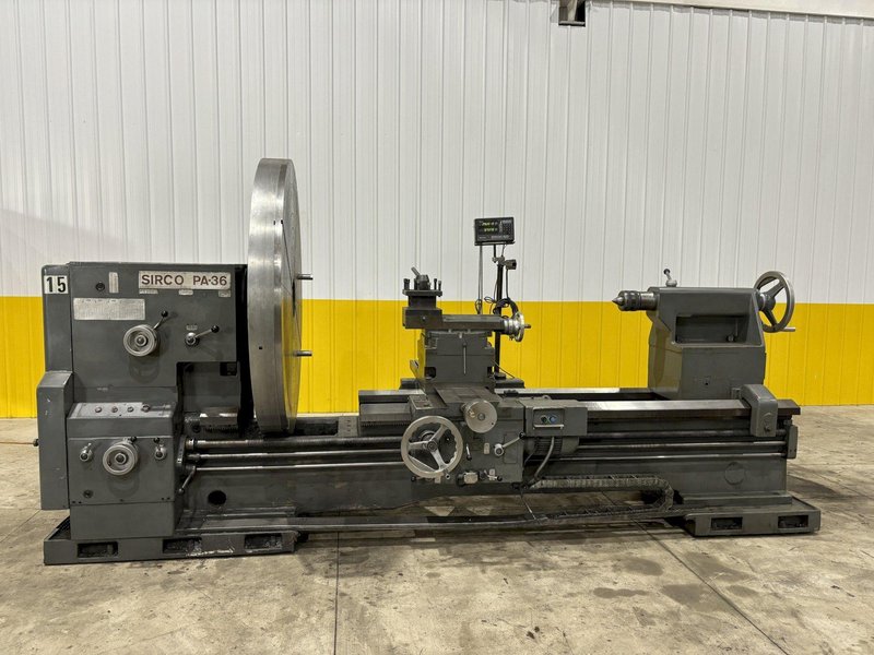 48" / 60" SWING X 84" SIRCO MODEL #PA-36 HEAVY DUTY GAP BED ENGINE LATHE, 5.5" HOLE: STOCK #21004