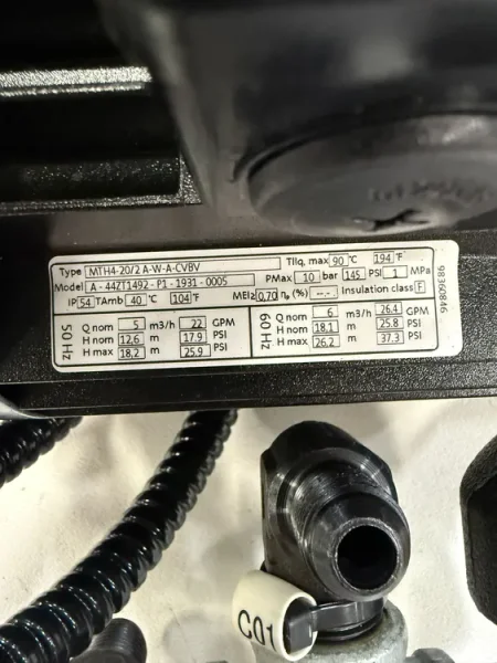 GRUNDFOS MTH4-20/2A-W-A-CVBV PUMP AND LUBRICATOR PUMP SUPPLIES NEW