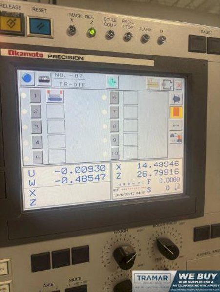 OKAMOTO 8.66" SWING  X  20" CENTER CYLINDRICAL NC GRINDER   -  OGM 820U III
