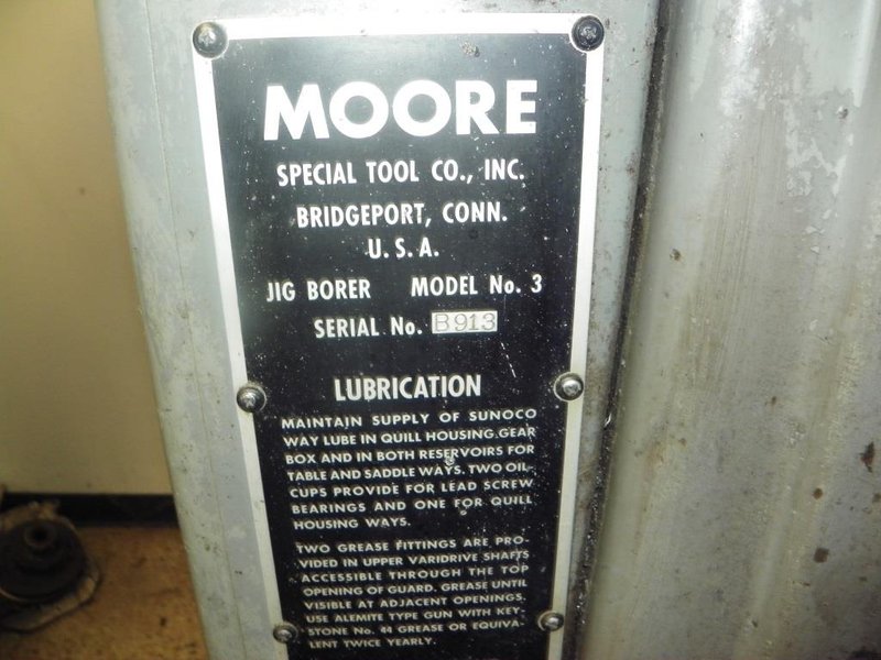 Moore No. 3 Jig Borer, S/N B913, New 1966. 