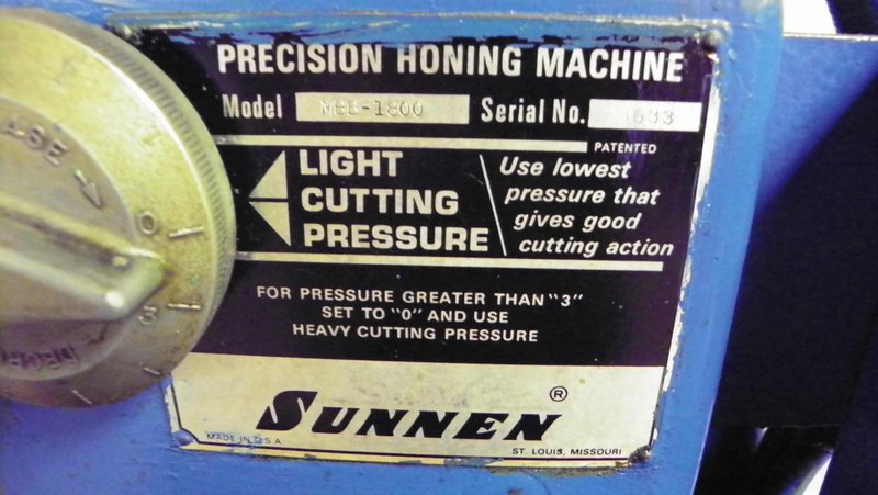 Sunnen Model 1800 Power Stroke Honing Machine, S/N 73633. Offered for parts / rebuild. 