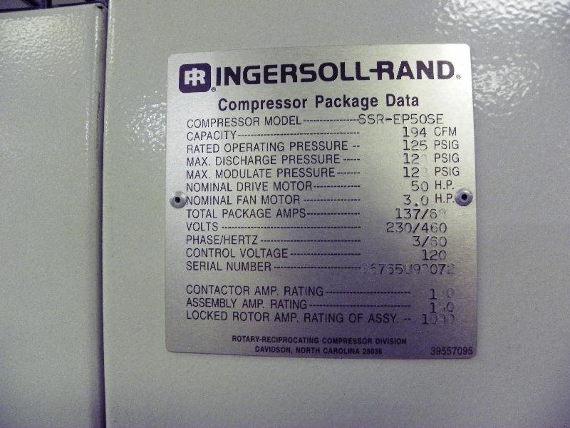 Ingersoll Rand Model SSR-EP50SE Air Compressor 