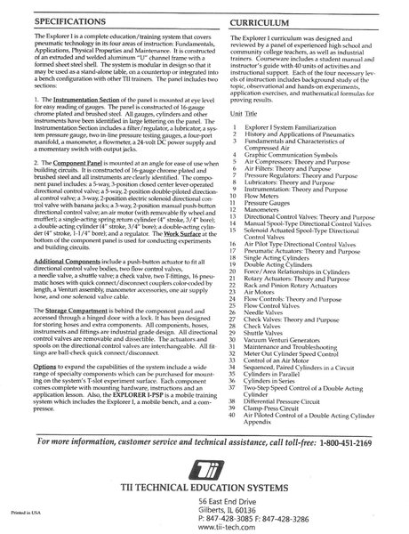 TII Technical Education Systems Explorer 1 Industrial Pneumatic Training System