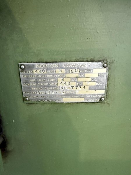 6" X 12" NORTON SURFACE GRINDER. STOCK # 0340125