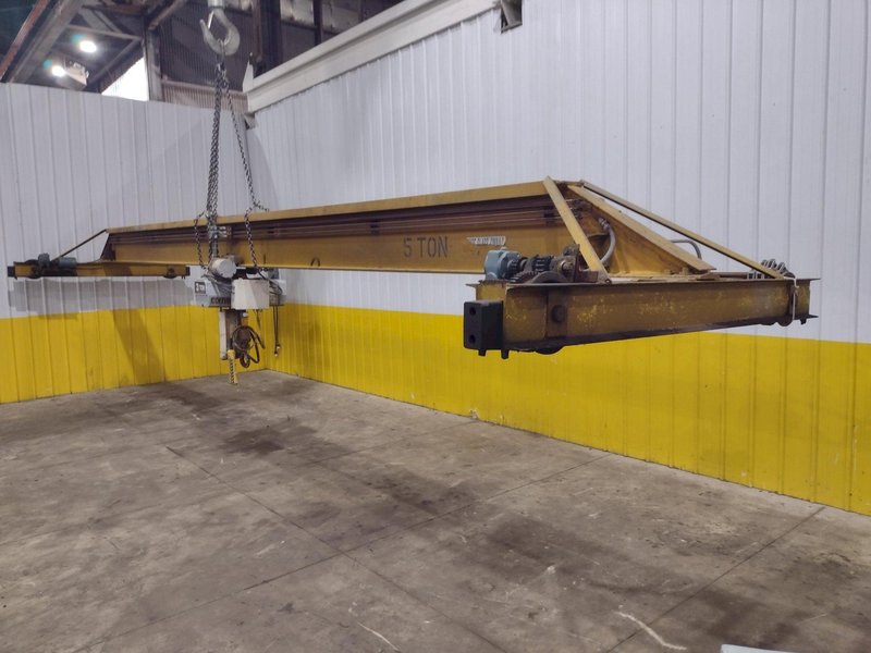 3 / 5 TON X 30' NORTH AMERICAN SINGLE GIRDER TOP RUNNING OVERHEAD BRIDGE CRANE &amp; COFFING HOIST: YOBRO #25275