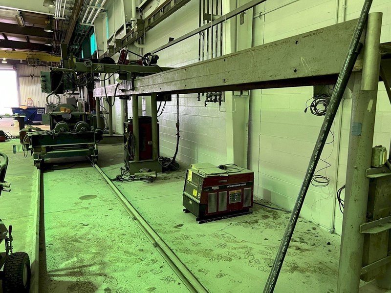 20&#039; RANSOME RAIL MOUNTED WELDING MANIPULATOR WITH LINCOLN WELDERS: STOCK #17950