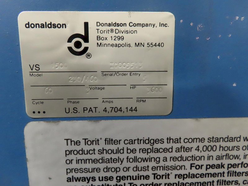 Donaldson/Torit VS1500 Dust Collector- Auction Item