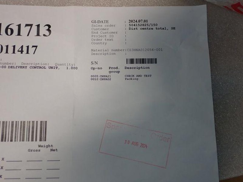 ABB DELIVERY CONTROL UNIT  -  3HNA012056-001