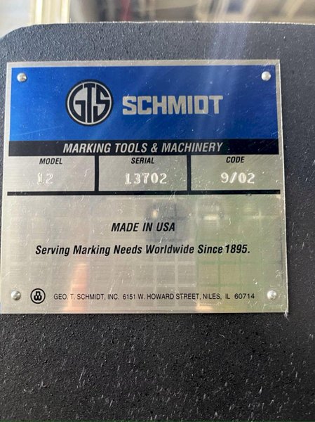 3 TON SCHMIDT SERIES 12 PNEUMATIC ROLL MARKING MACHINE