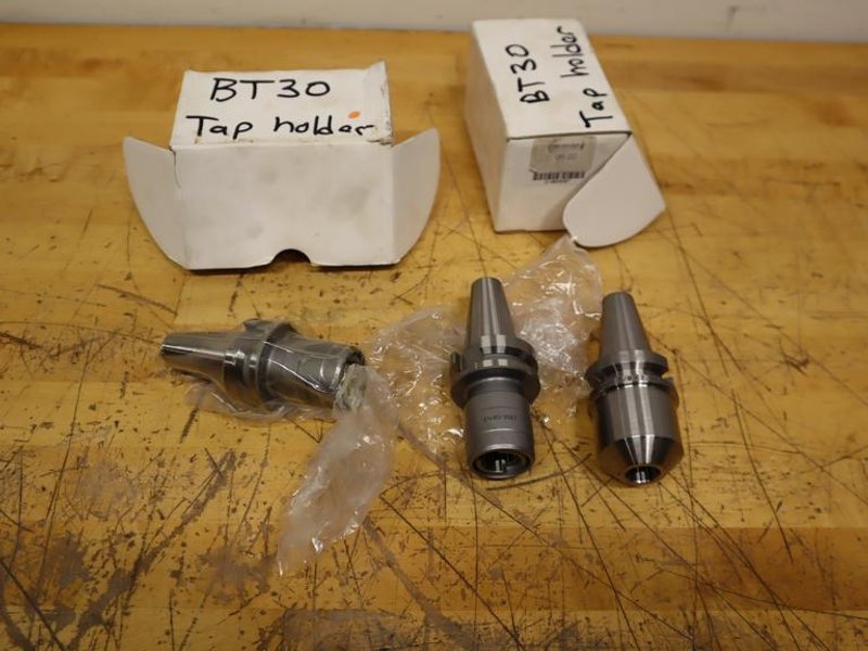 Techniks BT30 Tool Holders (3), (1) 5/8" x 2.36" End Mill Holder, (2) Rigid Tap Holder Size 1 Tap Range 0" - 9/16" ***All New***- Auction Item