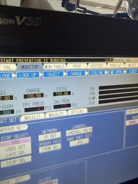 65 Ton Toshiba EC65NIIV30-1.5B Electric Injection Molding Machine, 2008 – 2.9 Oz.