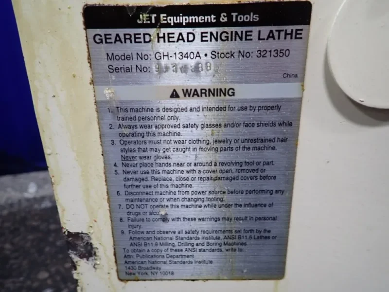 JET 14" X 48" LATHE  -  GH1340 A