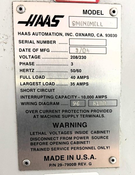 Haas Super Mini Mill CNC Vertical Machining Center