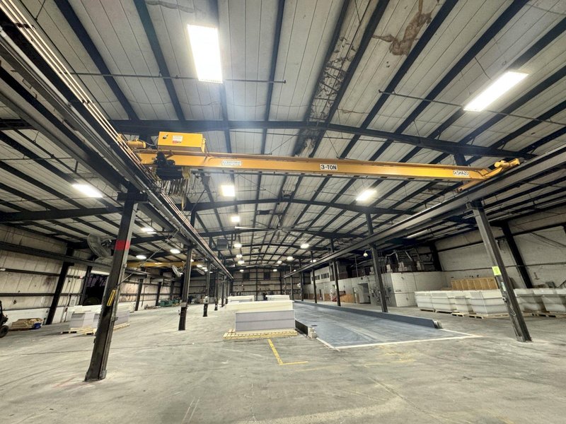 3 TON x 35'8" DESHAZO OVERHEAD BRIDGE CRANE. STOCK # 0661825