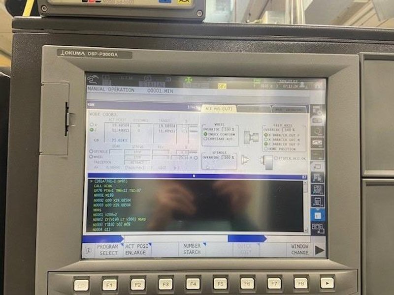 Okuma GP-26W x 65 Compact Cylindrical Grinder, 2019 – Including Plain and Angle Head, Jib Crane, SBS Auto Wheel Balancer