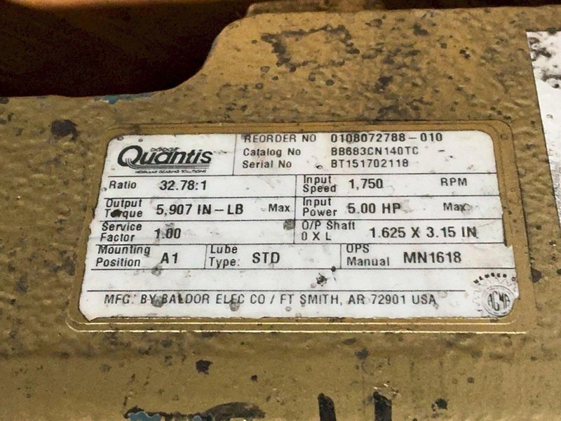 Quantis Ratio=32:78:1 Gearmotor W/ Stearns 105603100bqf - Bb683cn140tc