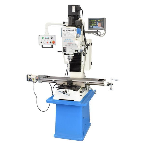 PRECISION MATTHEWS PM-940V-PDF-w/HARDWAYS-w/3axDRO VARIABLE SPEED PRECISION BENCH/BED Mill