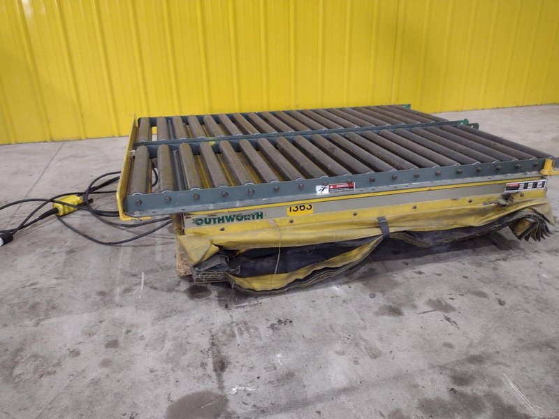 60" X 48" X 3500 LB SOUTHWORTH MODEL #LS4-36 DOUBLE ROLLER TOP LIFT TABLE, 110V SINGLE PHASE: STOCK #20926