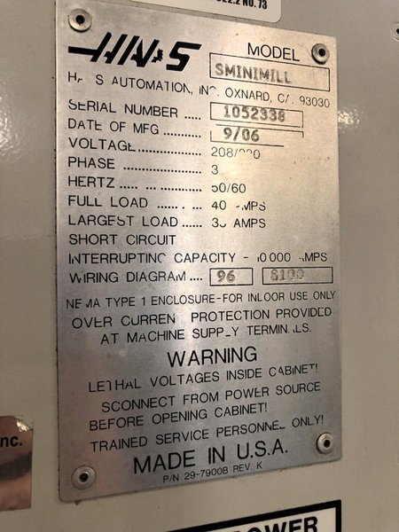 Haas Super Mini Mill CNC Vertical Machining Center 2006