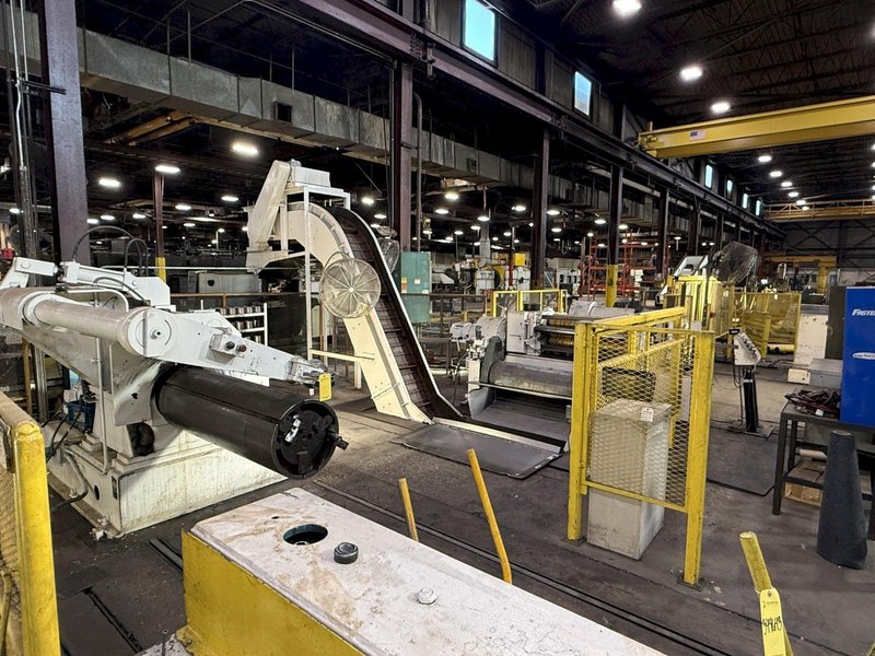 20' LONG X 22" WIDE MARFRAN POWERED METAL BELT INCLINED CHIP or PARTS CONVEYOR: YOBRO #25368