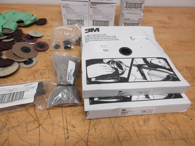 3M and Other Roloc Abrasives, Scotchbrite Polishers, (2) Rolls 3M Utility Cloth 1" x 80 Grit- Auction Item