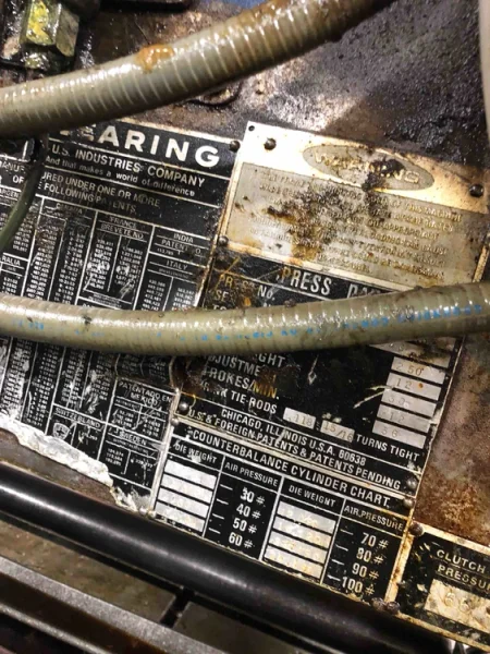 CLEARING 250 TON STRAIGHT SIDE PRESS, STOCK# 13974J