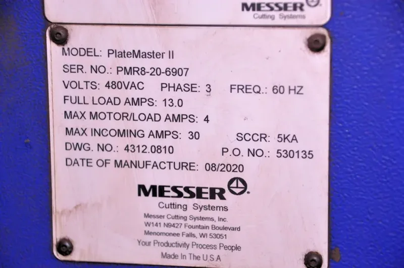 USED MESSER 8' X 30' PLATE MASTER II 400 AMP HIGH-DEFINITION CNC PLASMA CUTTING SYSTEM
