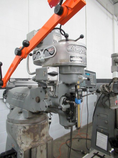 Bridgeport 1J Vertical Knee Mill, Acu-Rite Millmate 2-Axis DRO, X-Axis Power Feed, Power Quill Feed