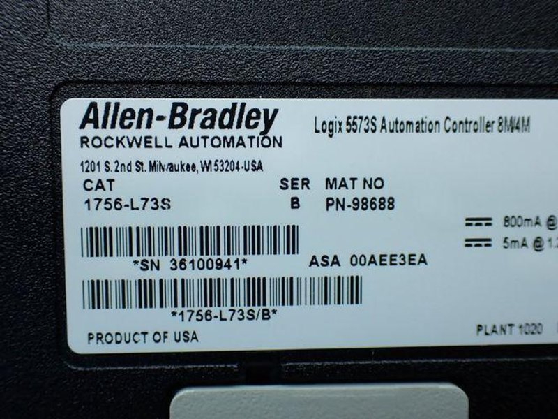 ALLEN-BRADLEY 13 SLOT CHASSIS W/PROCESSOR AND I/O MODULES  -  1756-A13