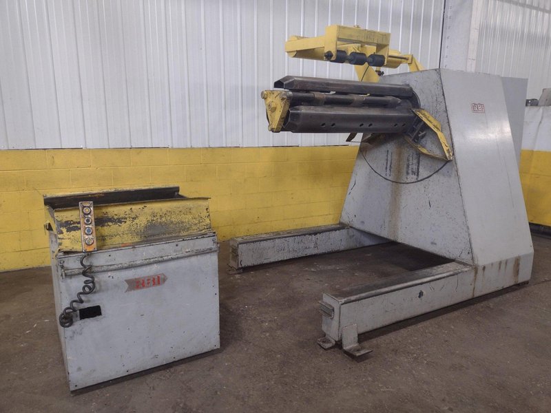 20,000 LB 10 TON X 48&quot; RED BUD (RBI) MOTORIZED COIL REEL / UNCOILER &amp; STRAIGHTENER FEED LINE: STOCK #15277