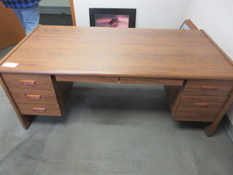 Wooden Office Main Desk and Credenza- Auction Item