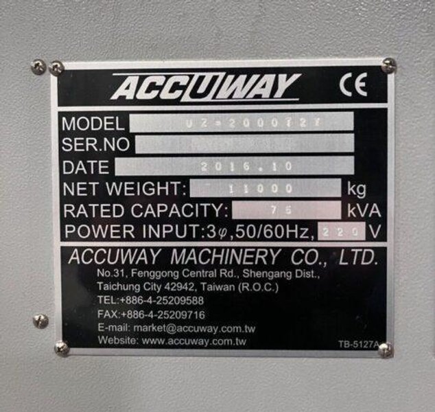 Accuway UZ-2000T2Y CNC Lathe – Y Axis Twin Spindle Twin Turret