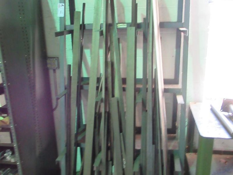 Material Storage Rack and Content, Mostly Flat Bar Stock- Auction Item