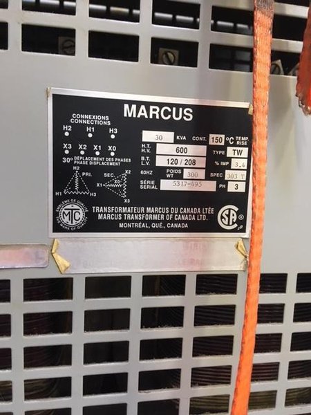 isolation Transformer 30 KVA 600V to 120/208V