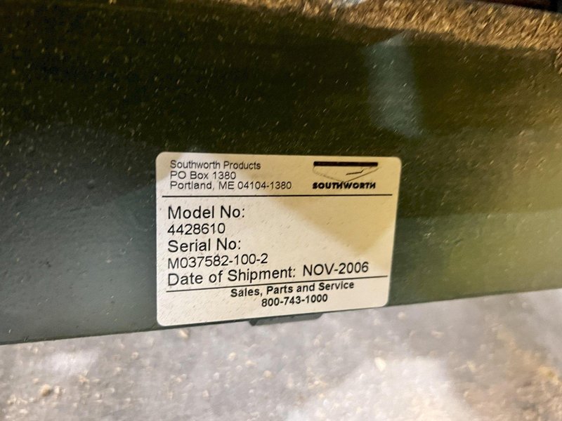 3500 LB X 60" X 36" SOUTHWORTH MODEL #4428610 HYDRAULIC SCISSOR LIFT TABLE WITH ROLLER TOP: STOCK #20933