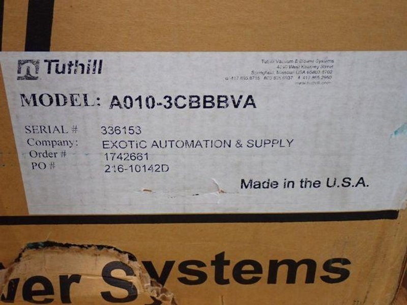 TUTHILL 3450RPM VACUUM PUMP UNIT  -  A010-3CBBBVA