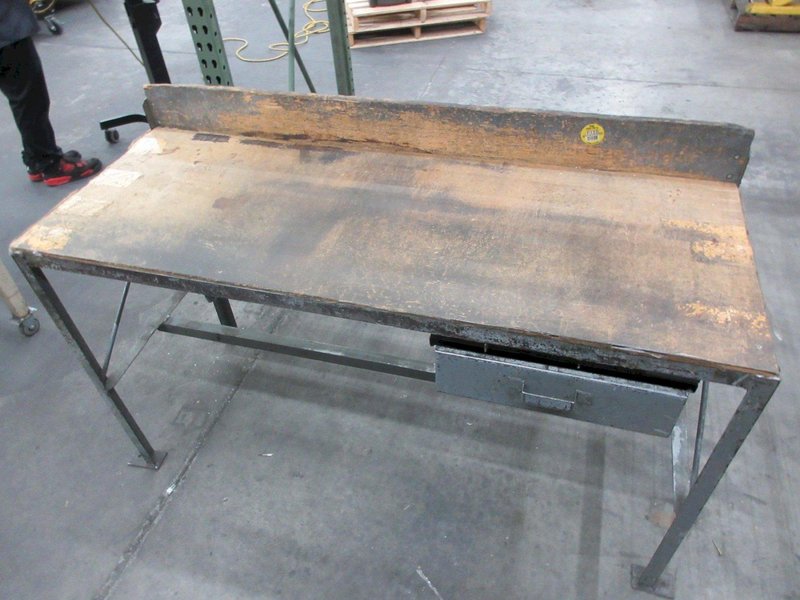 Steelframe Workbench with Wood Top, Single Drawer- Auction Item
