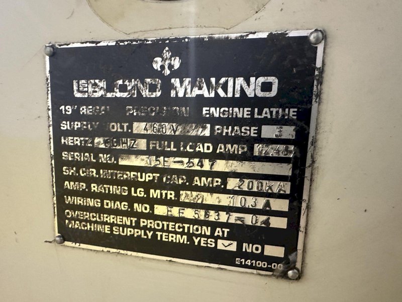 19" X 144" LEBLOND MAKINO MODEL #15E REGAL ENGINE LATHE W/ METRIC 3" HOLE: STOCK #22816