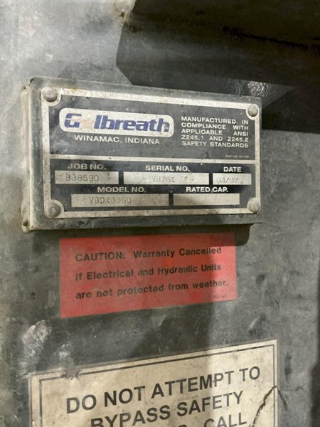 GALBREATH MODEL VBDX3060 VERTICAL CARDBOARD BALER: YOBRO #24581