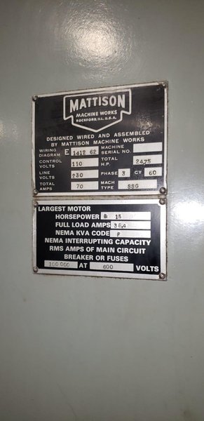 Mattison 24x48" Hydraulic Surface Grinder
