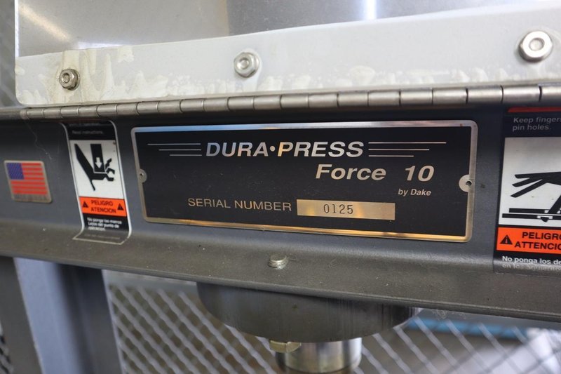 Dura-Press Force 10 H-Fram Shop Press, Electric, 10 Ton, 20" BH, Adjustable Bed, Single Phase- Auction Item