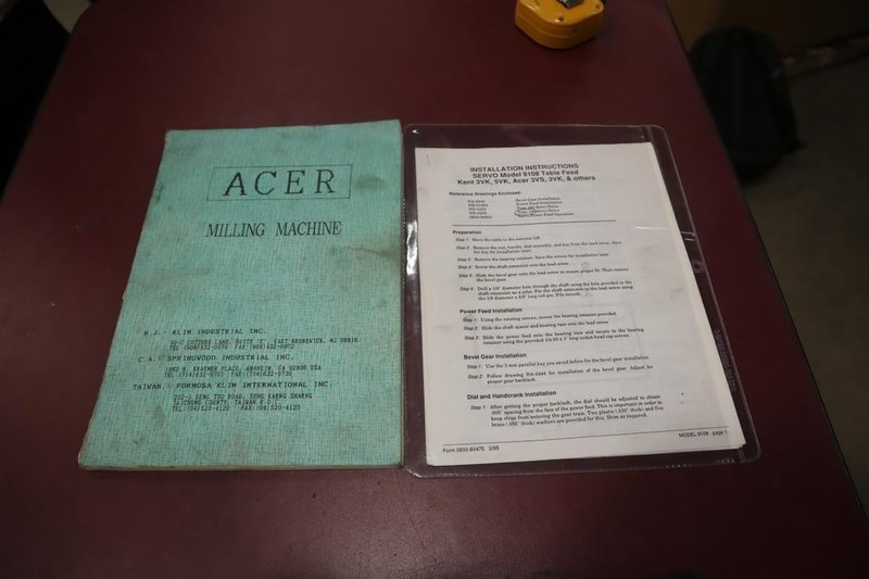 Acer Ultima 3VK Vertical Knee Mill, Newall 3-Axis DRO, X &amp; Y-Axis Servo Power Feeds, Power Quill Feed- Auction Item
