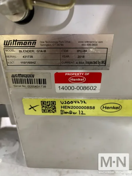 WITTMANN BLENDER MODEL G14-M MFG 2018
