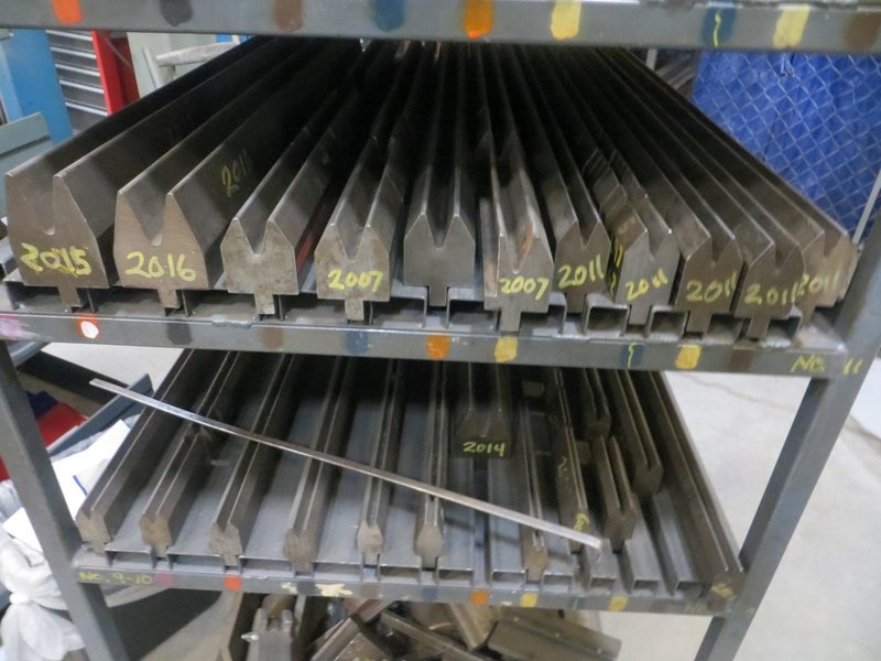 Press Brake Dies - Large Assortment on Cart w Casters- Auction Item