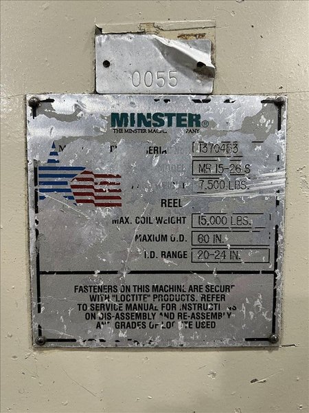 MINSTER Complete Coil Feed Line 15,000 Lbs. x 26&quot; Wide