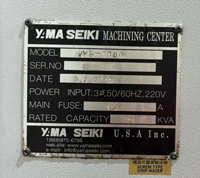 Yama Seiki VMB-1100 CNC Vertical Machining Center – Mill