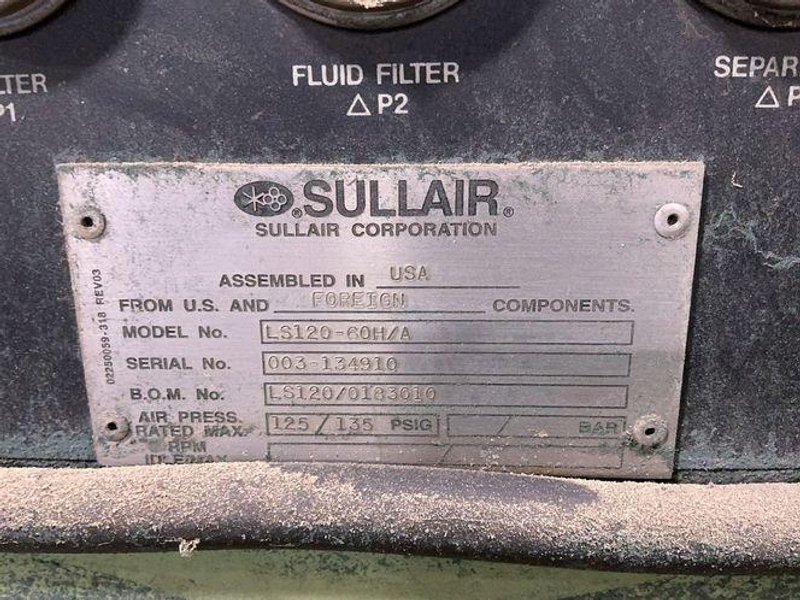 SULLAIR 60 HP AIR COMPRESSOR  -  LS120-60H/A