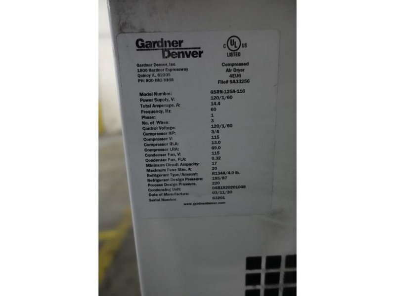 GARDNER DENVER MODEL #GSRN-15A-166 AIR DRYER: YOBRO #25817