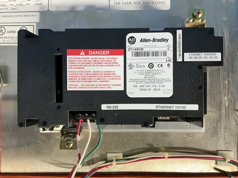ALLEN-BRADLEY, TRICORE AEA CONTROL PANEL BOX WITH PANELVIEW 600 READOUT  -  PANELVIEW 600