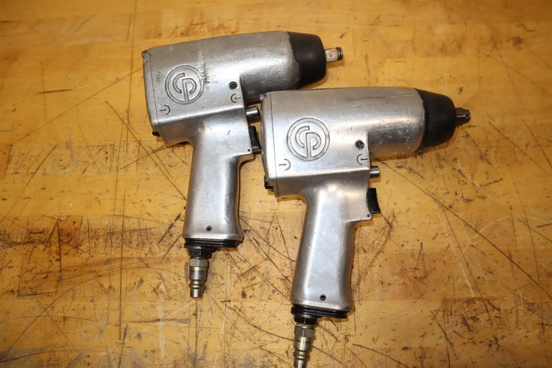 (2) Chicago Pneumatic CP734H 1/2" Impact Wrenches &amp; Speedaire 3CRH4 Air Riveter- Auction Item